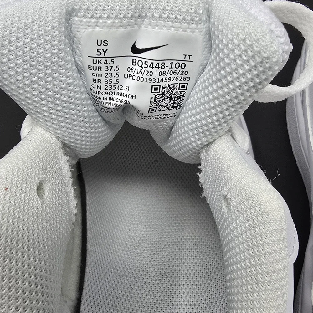 Nike Court Borough Low 2 Triple White Kids Sneakers BQ5448-100 Size 5Y